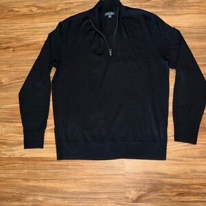Brooks Brothers fine Merino Wool Black Half-Zip Sweater - Classic Pullover XL